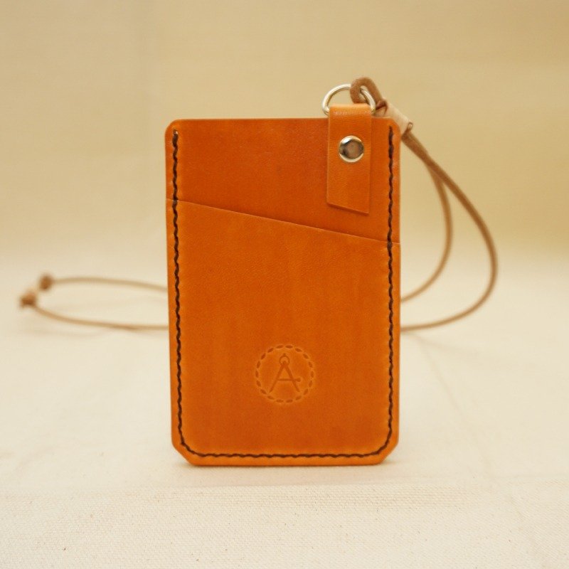 Hand-dyed leather travel card sets of documents folder - Orange Caramel - ID & Badge Holders - Genuine Leather Orange