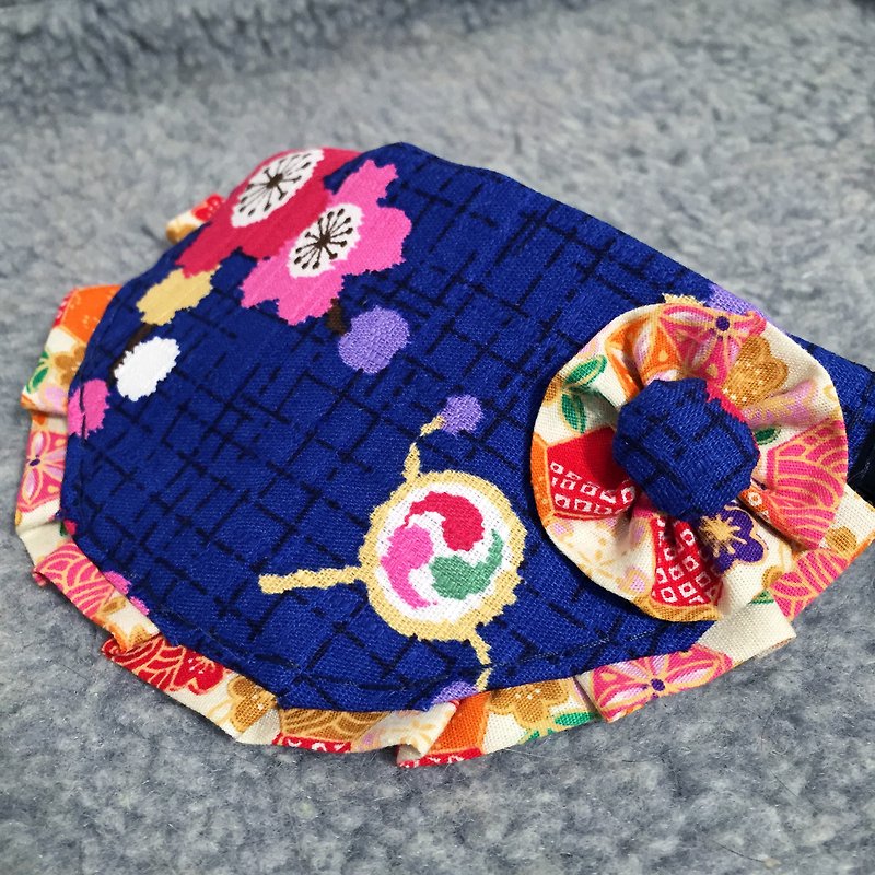Navy blue wind Bib cat dog collar S size - Clothing & Accessories - Other Materials Multicolor