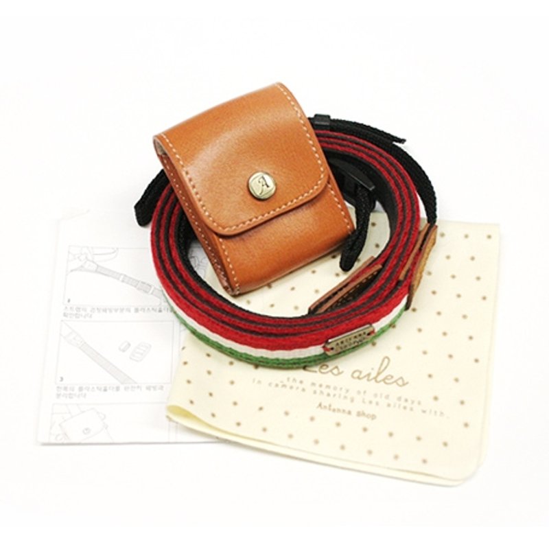 Korea Antenna Shop Camera strap S.Les ailes Italian style monocular camera neck strap (with caramel leather Pouch) - ID & Badge Holders - Cotton & Hemp Brown