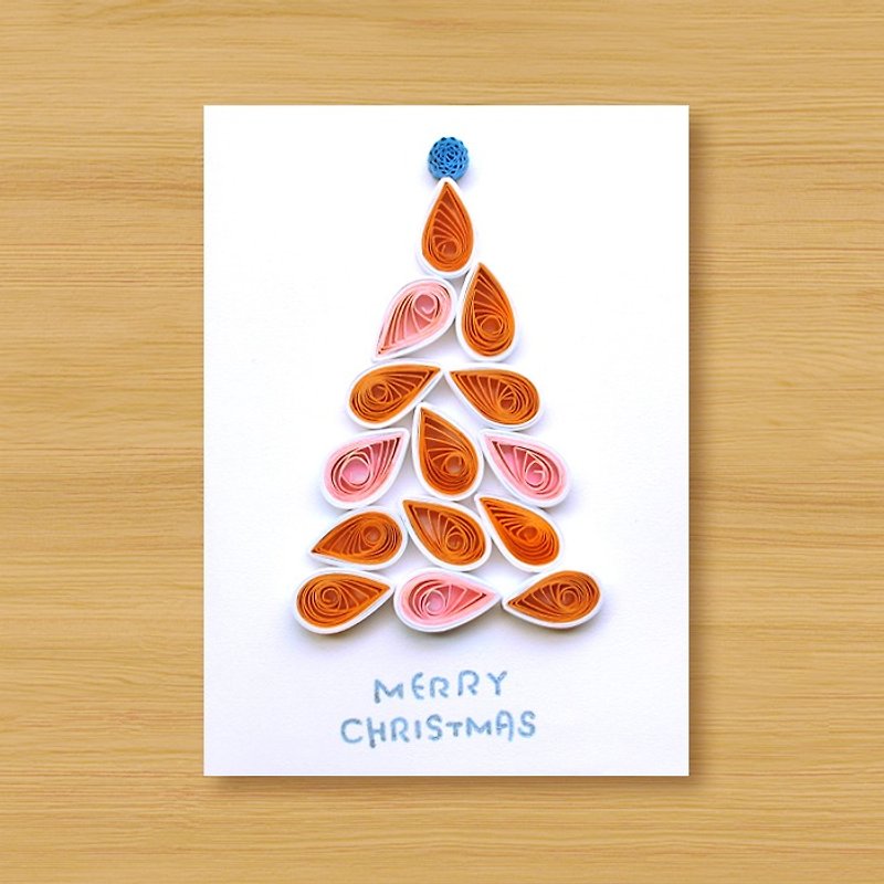 Handmade Roll Paper Card _ Christmas Tree F... Christmas Card, Christmas - การ์ด/โปสการ์ด - กระดาษ สีส้ม