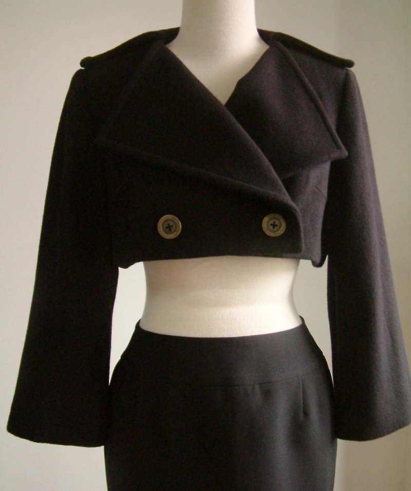 中性短版外套 - 外套/大衣 - 其他材質 黑色