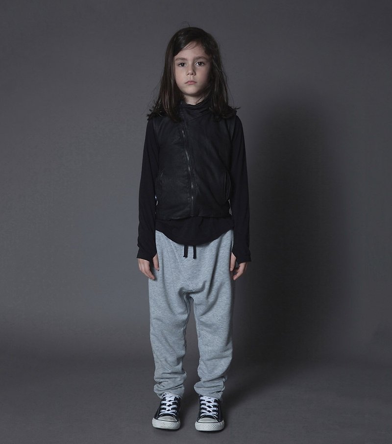 2015 autumn and winter fashion brand NUNUNU drawstring wide baggy pants / Raw sweatpants - Other - Paper Gray