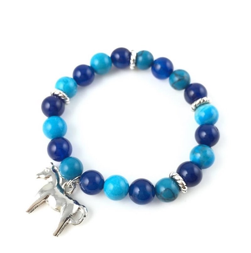 Horse Blue Bracelet - สร้อยข้อมือ - วัสดุอื่นๆ สีน้ำเงิน