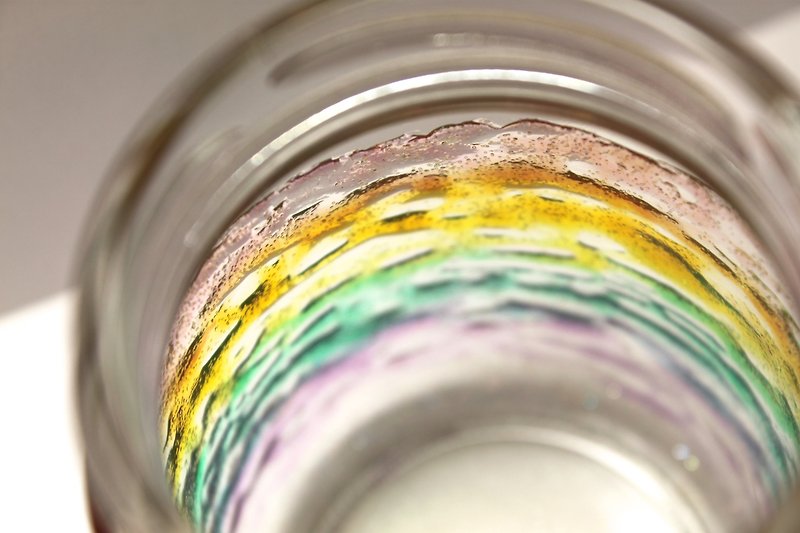 Hand Painted Pastel Rainbow Textured Glass Jar・Small Storage Container - ของวางตกแต่ง - แก้ว หลากหลายสี