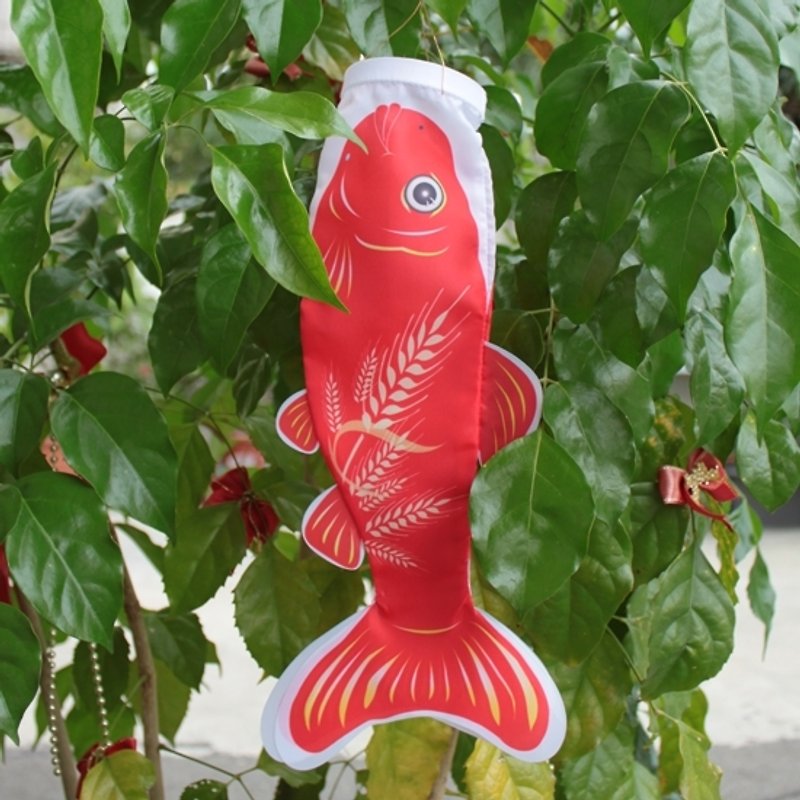 FISH FLAG WHEAT PATTERN 30 CM ( RED ) - Items for Display - Other Materials Red