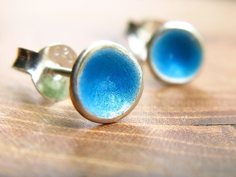 Mushroom Silver Earrings / Blue (transparent) - Earrings & Clip-ons - Other Metals 