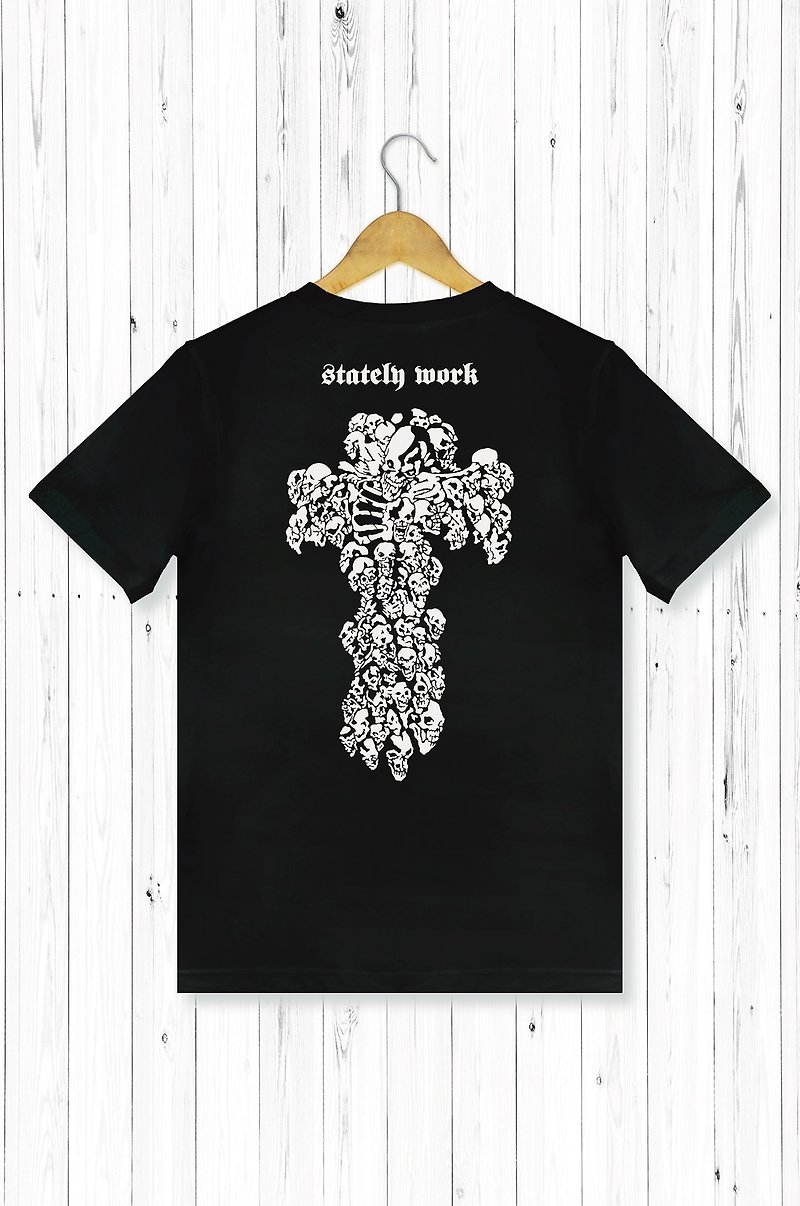 STATELYWORKクロスタロTシャツ - メンズTシャツ - Tシャツ メンズ - コットン・麻 ブラック