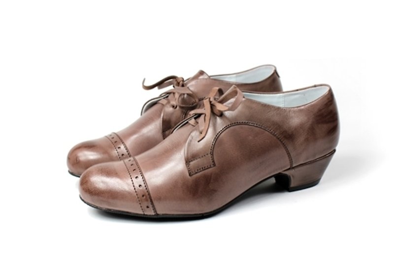 Cocoa vintage oxford shoes - Women's Oxford Shoes - Genuine Leather Brown