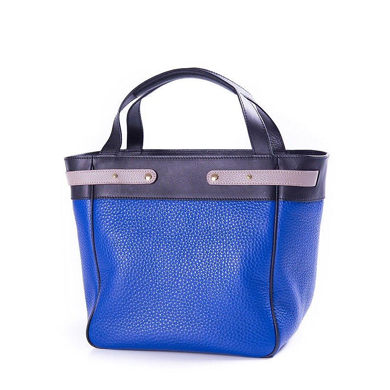 Patina Leather Handcrafted Cathy Tote Bag Handbag - กระเป๋าถือ - หนังแท้ สีน้ำเงิน