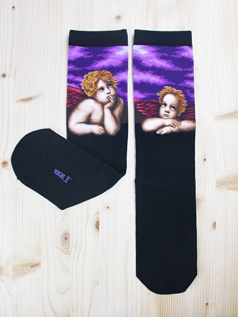 JHJ Design Canadian brand of high saturation paintings series knitting socks - socks from the Sistine Angel figure of the Virgin (knitted socks) - Socks - Other Materials 