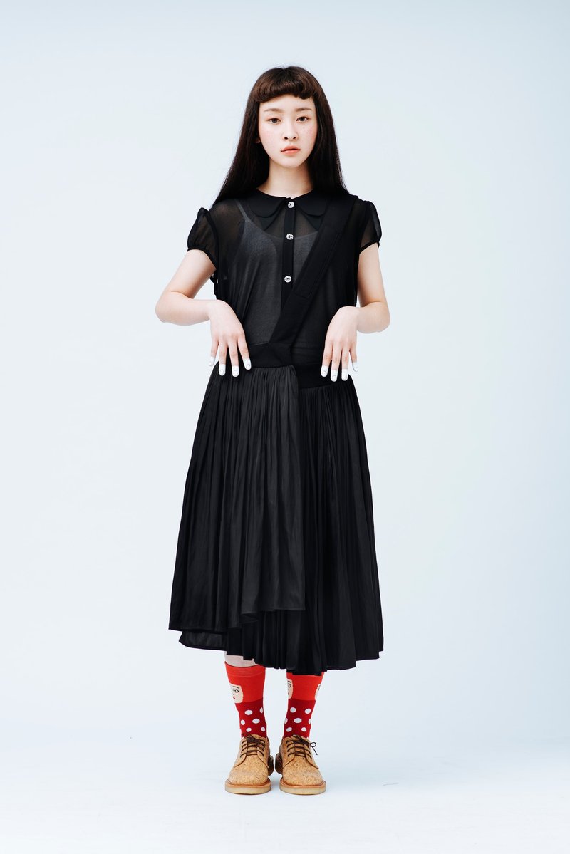 JUBY CHIU / oblique black dress - กระโปรง - วัสดุอื่นๆ สีดำ