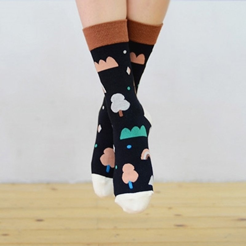 Dessin x Jamstudio-openroom playful socks socks -tree song, JSD76182 - Socks - Cotton & Hemp Multicolor
