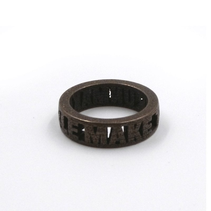 客製化飾物戒指  - 三維打印 x Block Ring x 個人化 - 戒指 - 其他金屬 咖啡色