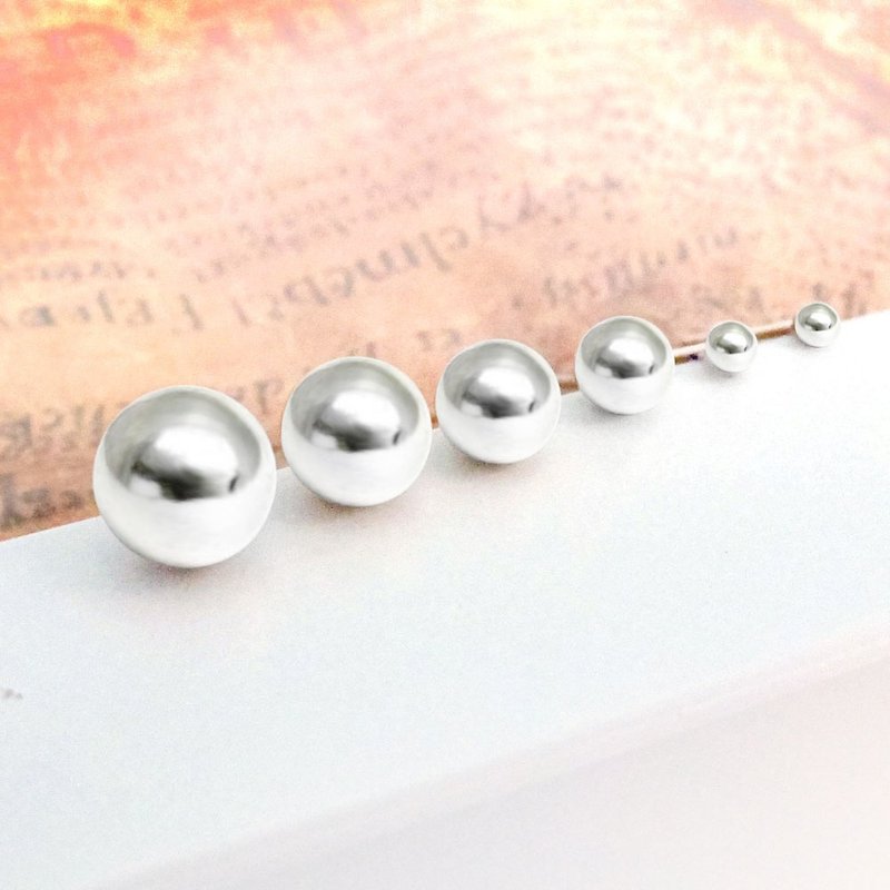 Silver Bead Earrings Temperament Sweetheart Beads / Beads 5.3mm 925 Sterling Silver Earrings-64DESIGN Silverware - ต่างหู - เงินแท้ สีเงิน