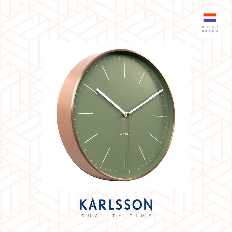 Karlsson wall clock Minimal jungle green w.copper case - Clocks - Other Metals Green