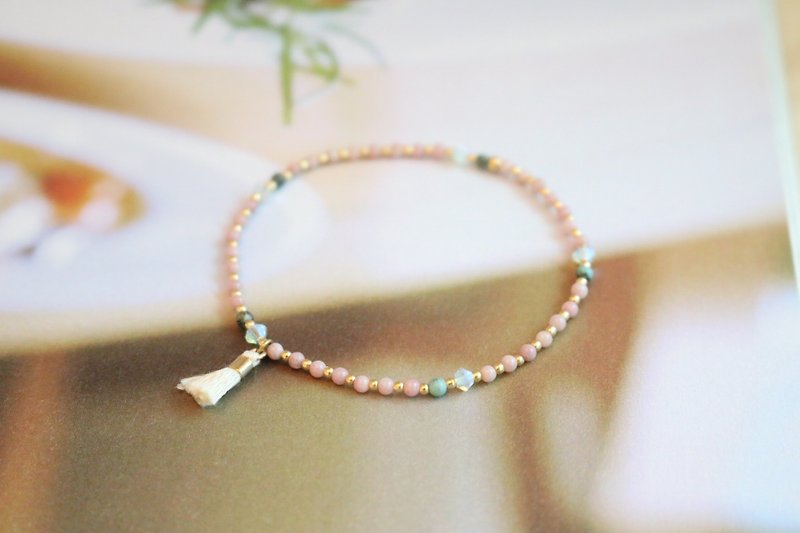 <☞ HAND IN HAND ☜> rose petrified wood - needs bracelet (0639) - Bracelets - Gemstone Pink