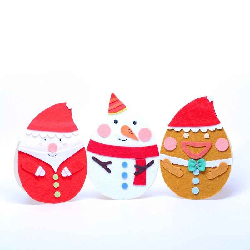 【叮叮噹】手工聖誕卡片組合-聖誕老人、雪人、薑餅人 。 - การ์ด/โปสการ์ด - กระดาษ หลากหลายสี