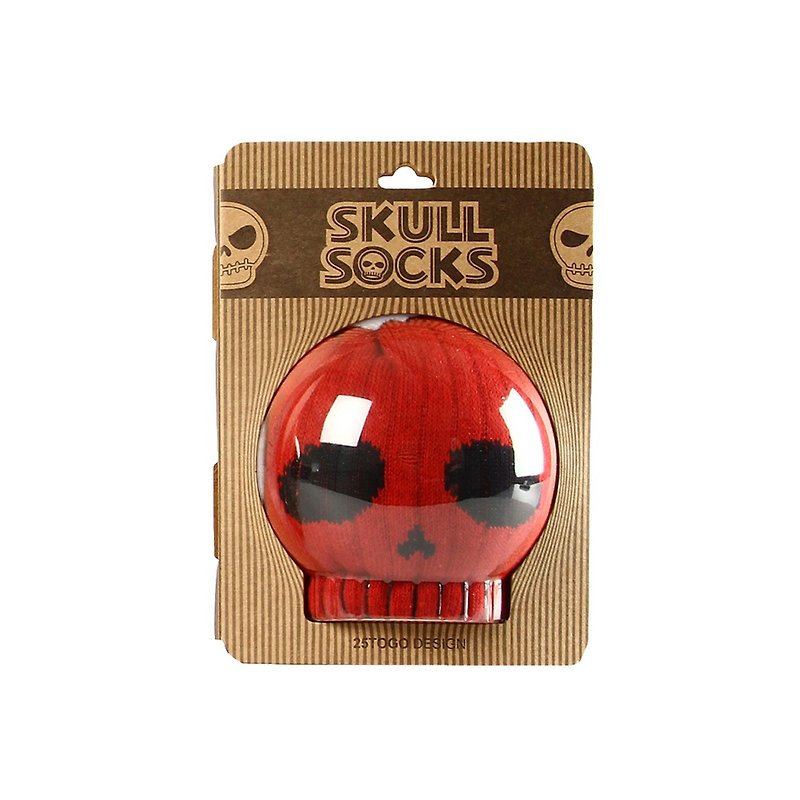 SKULL SOCKS skull socks_red dumb face - Socks - Cotton & Hemp Red