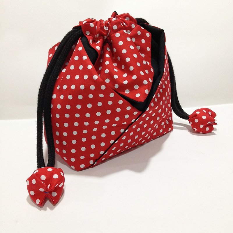 Little red drawstring bag lunch bags gift bags - Toiletry Bags & Pouches - Other Materials Red