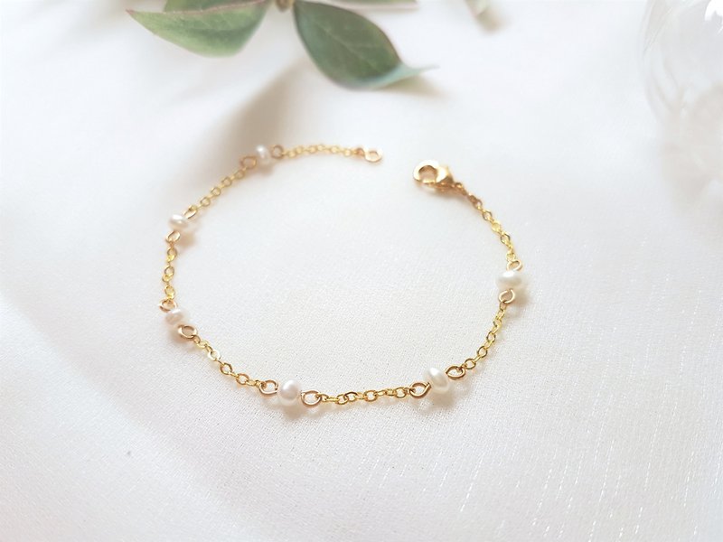 Classic Thin Pearl Spacer Bracelet - Bracelets - Pearl Gold