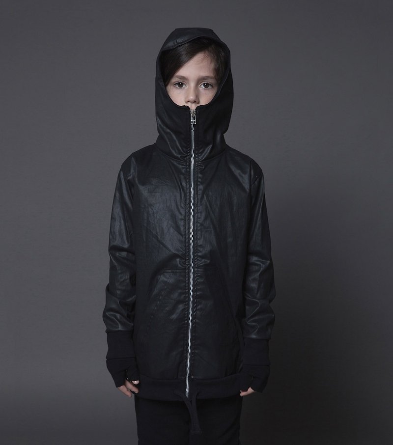 2015 autumn and winter tide brand NUNUNU black long coat / waxed long jacket - Other - Paper Black