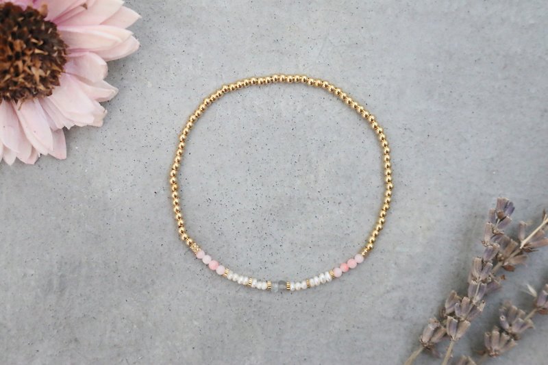 <☞ HAND IN HAND ☜> spectrum stone - Rainy Day brass bracelet (0479) - Bracelets - Gemstone Pink