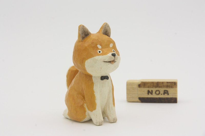 Department healing elegant wood carvings of small animals _ _ orange shiba (hand-carved wood) - Items for Display - Wood Orange