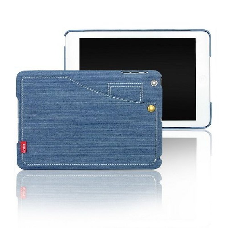 iPad Mini 丹寧口袋保護殼(淺藍/深藍) - อื่นๆ - วัสดุอื่นๆ สีน้ำเงิน