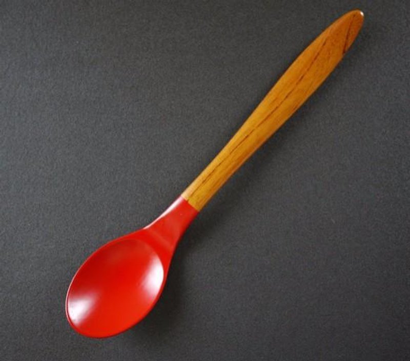 Lacquer curry spoon spoon red - ช้อนส้อม - ไม้ สีแดง