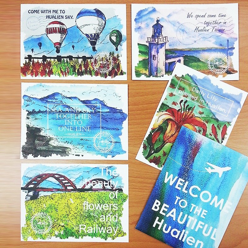 Taiwan Image (Qixingtan Beach, Hualien) – Painted Postcards of Scenic Spots - การ์ด/โปสการ์ด - กระดาษ ขาว