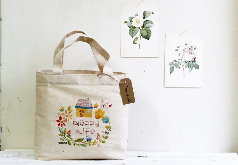 Beautiful life illustrator bag small bag - Handbags & Totes - Cotton & Hemp 