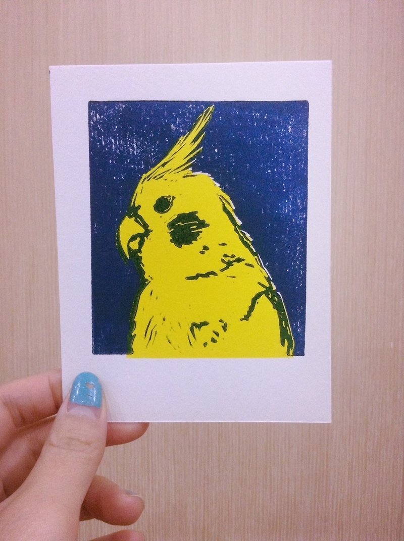 Cockatiel print small card - โปสเตอร์ - กระดาษ สีเหลือง