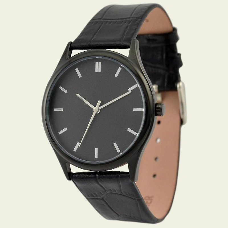 ミステリアスなブラックウォッチ（シルバー） - 腕時計 ユニセックス - 金属 