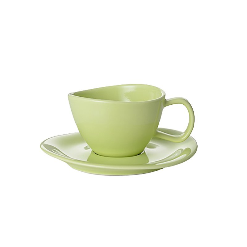 [Flower Series] Flower Tea Cup Plate Set (Grass Green) - แก้วมัค/แก้วกาแฟ - วัสดุอื่นๆ สีเขียว