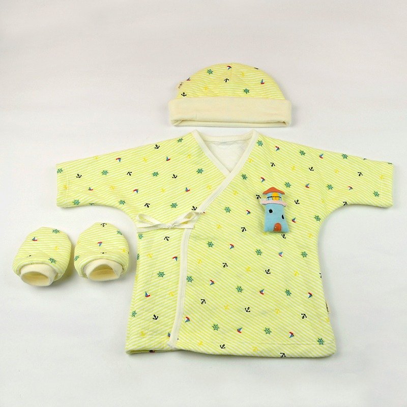 Lemon yellow cotton newborn three groups Lighthouse - Baby Gift Sets - Cotton & Hemp 