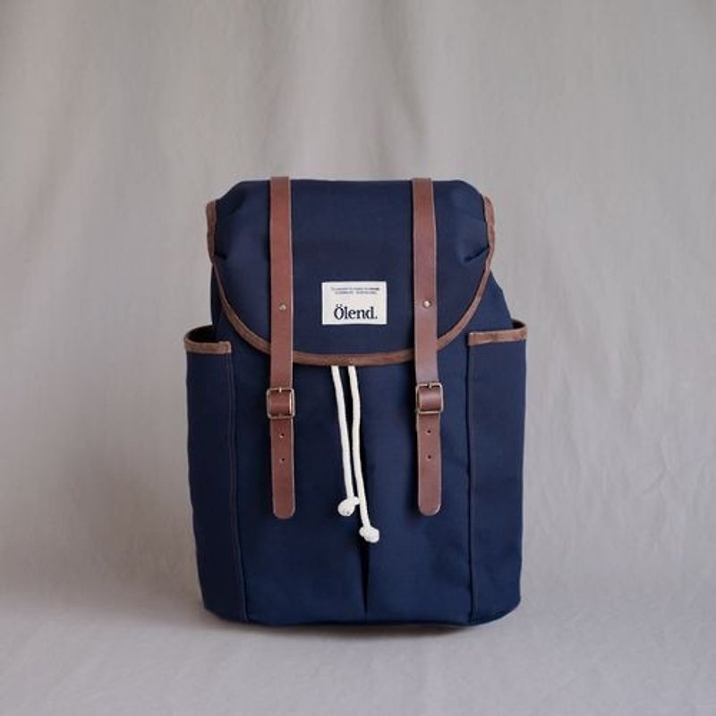 其他材質 後背包/書包 藍色 - |西班牙手工製作| Ölend Sienna 帆布後背包 (Navy 深藍色)