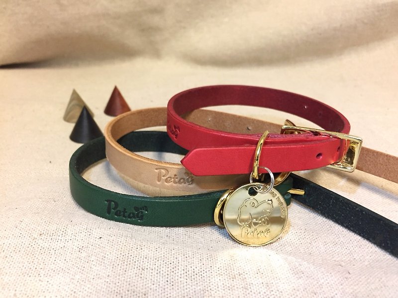 (Set of welfare items) Leather Collar (S) + Golden Circle Set (Qrcode Pet Smart Collar) - ปลอกคอ - กระดาษ สีส้ม