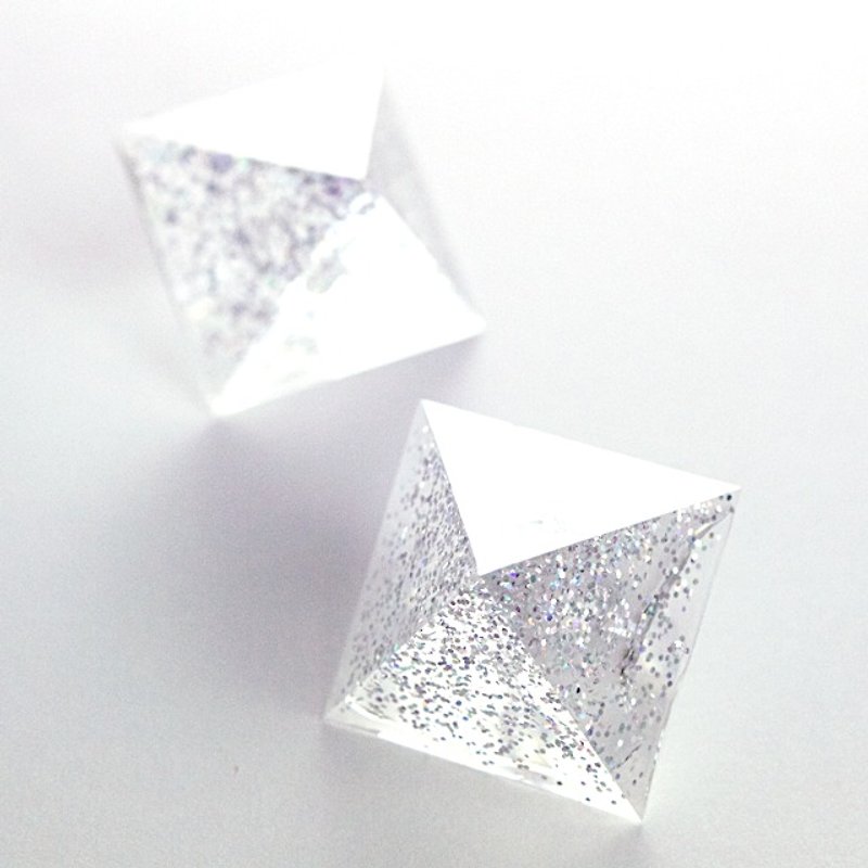Pyramid earrings (lame) - Earrings & Clip-ons - Other Materials White