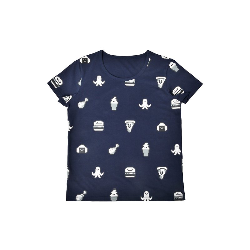 KIITOST Shirt - Pixel food section - เสื้อยืดผู้หญิง - กระดาษ สีน้ำเงิน