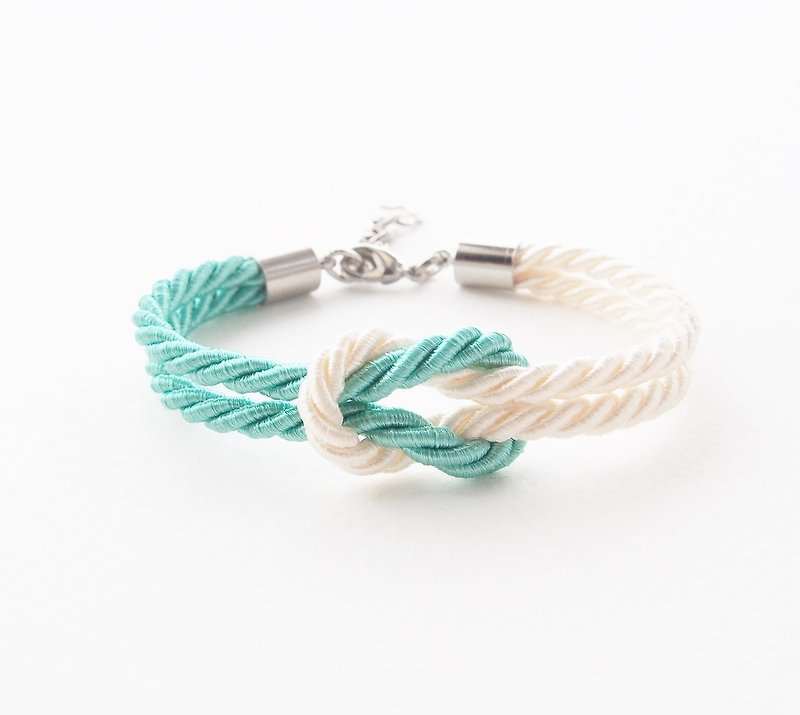 Mint and Ivory cream nautical bracelet - Bracelets - Paper Green