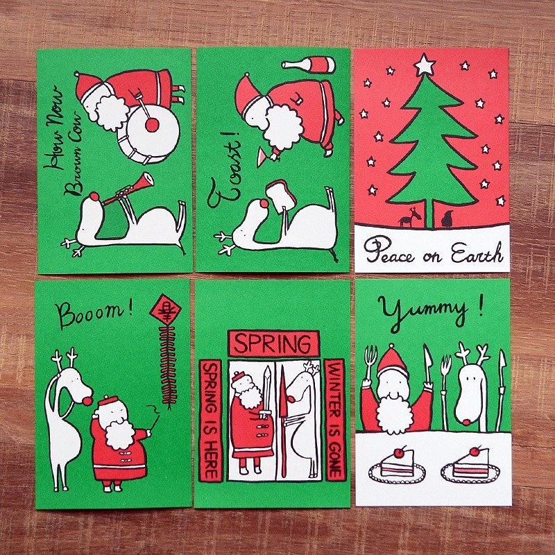 紙 卡片/明信片 綠色 - 聖誕明信片（一套6款, 最後一套）