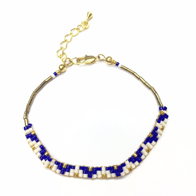 ololssim blue and white triangle ethnic bracelet - Bracelets - Other Materials Blue