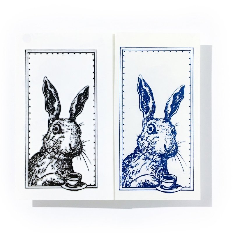 LAZY DUO手繪刺青紋身貼紙賓尼兔子愛麗絲下午茶有趣深藍文青韓國 - 紋身貼紙 - 紙 黑色