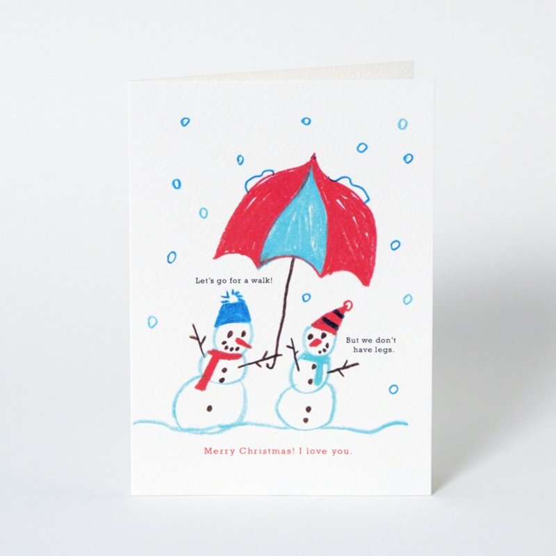 雪人聖誕卡 Snowman Christmas Card - 卡片/明信片 - 紙 多色