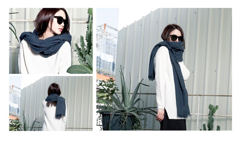 100% Cashmere Scarf - 圍巾/披肩 - 羊毛 灰色