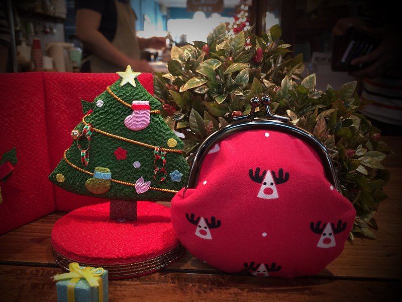京都奈聖誕節特別款-麋鹿來囉 - 零錢包/小錢包 - 其他材質 多色