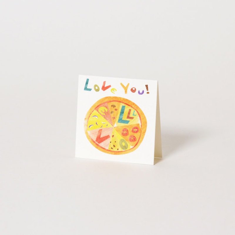 Pizza Love Pizza mini card small card - การ์ด/โปสการ์ด - กระดาษ สีส้ม