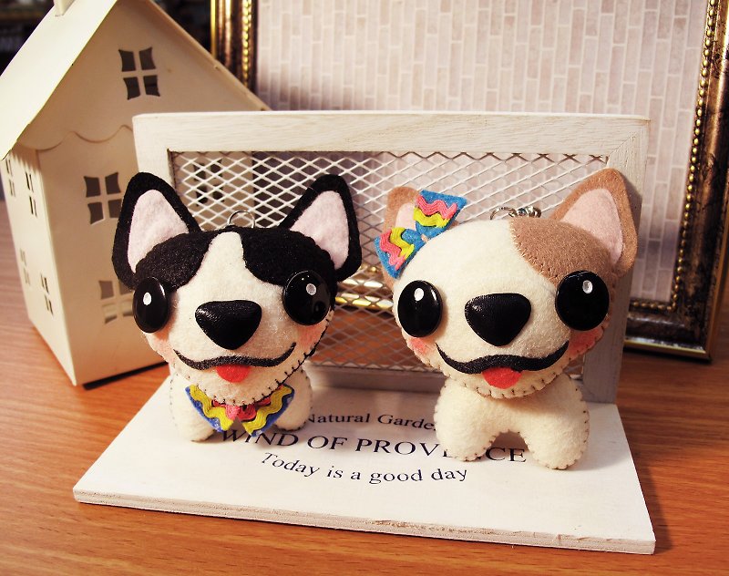 Skillful cat x city cat Chihuahua pure hand-sewn custom name puppet hanging ornaments / key ring - ที่ห้อยกุญแจ - เส้นใยสังเคราะห์ ขาว
