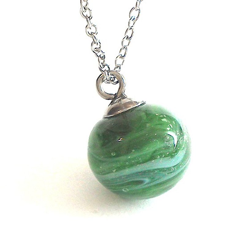 Malachite green colors (rich abundance) Planet Series / handmade glass necklace - Collar Necklaces - Glass Green