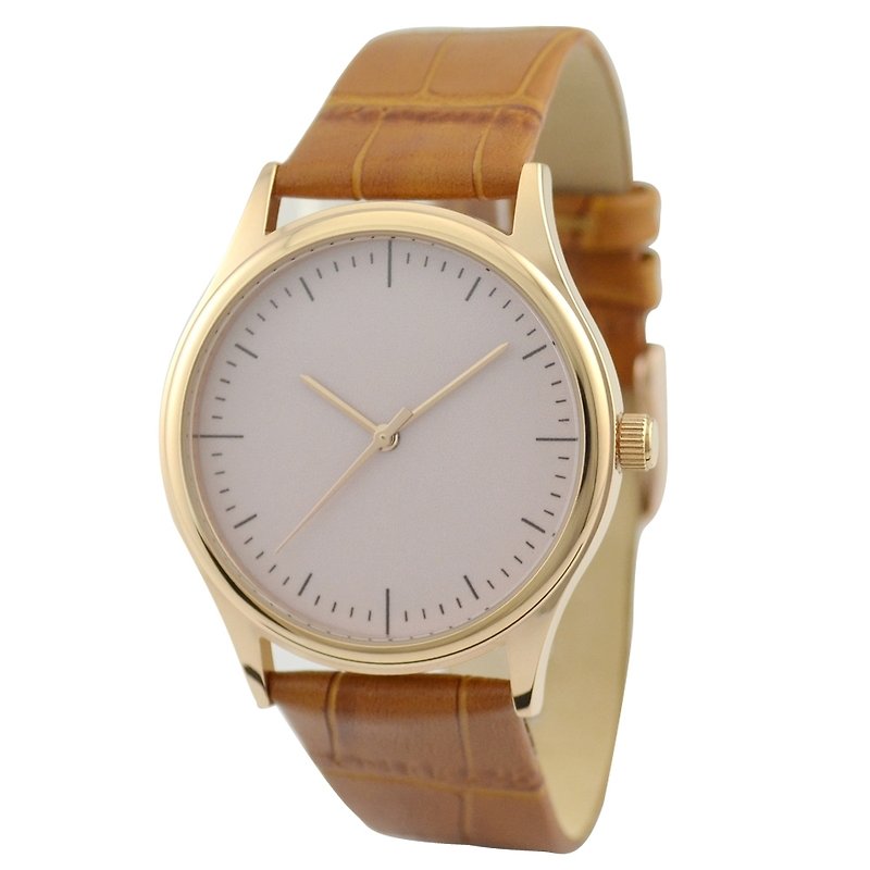 Simple beige surface watches rose gold case - Women's Watches - Other Metals Khaki